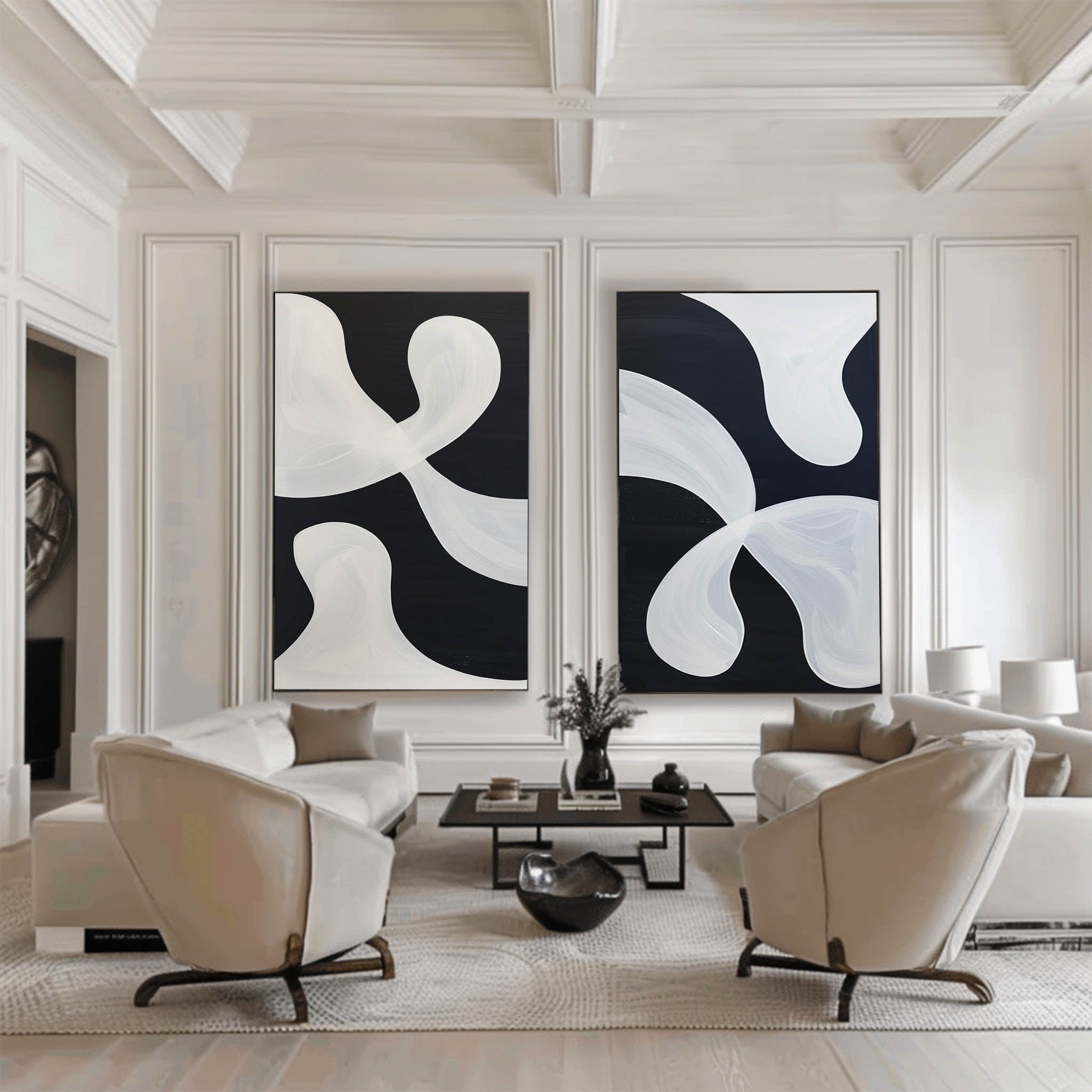 Black and White Ribbon Forms