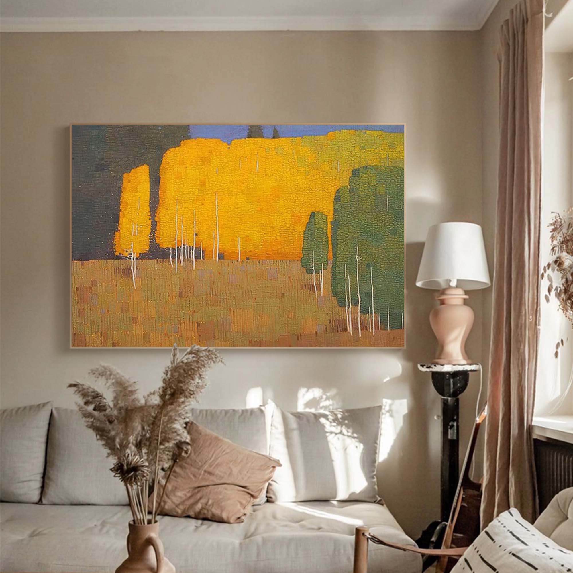 Golden Autumn Forest Landscape Canvas Wall Art