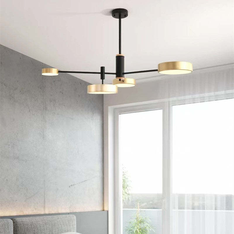 Arisha Pendant Light LED, Metal & Wood, Grey/White/Gold - Neutralighting