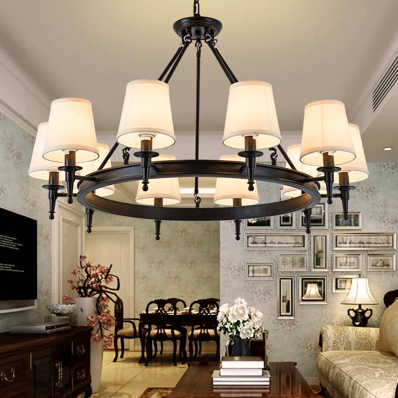 Silva vintage Ring Metal/Fabric Chandelier, Black/Copper - Neutralighting