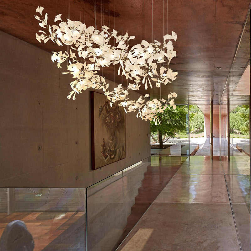 Olivia Luxury Ceramic Chandelier Large Foyer, Gingko leaf, Living Room - Neutralighting