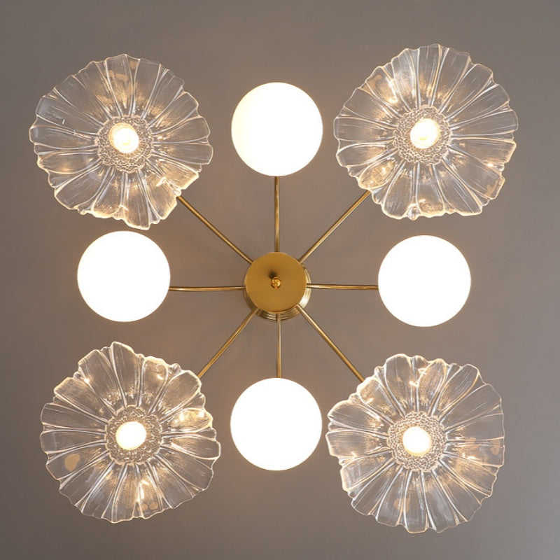Valentina Nordic LED Chandelier Gold Glass Living/Dining Room/Bedroom - Neutralighting