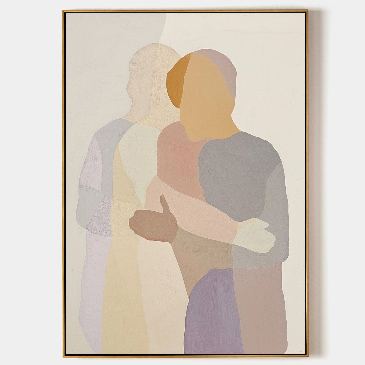 Wall Art Embracing Couple in Neutral Tones