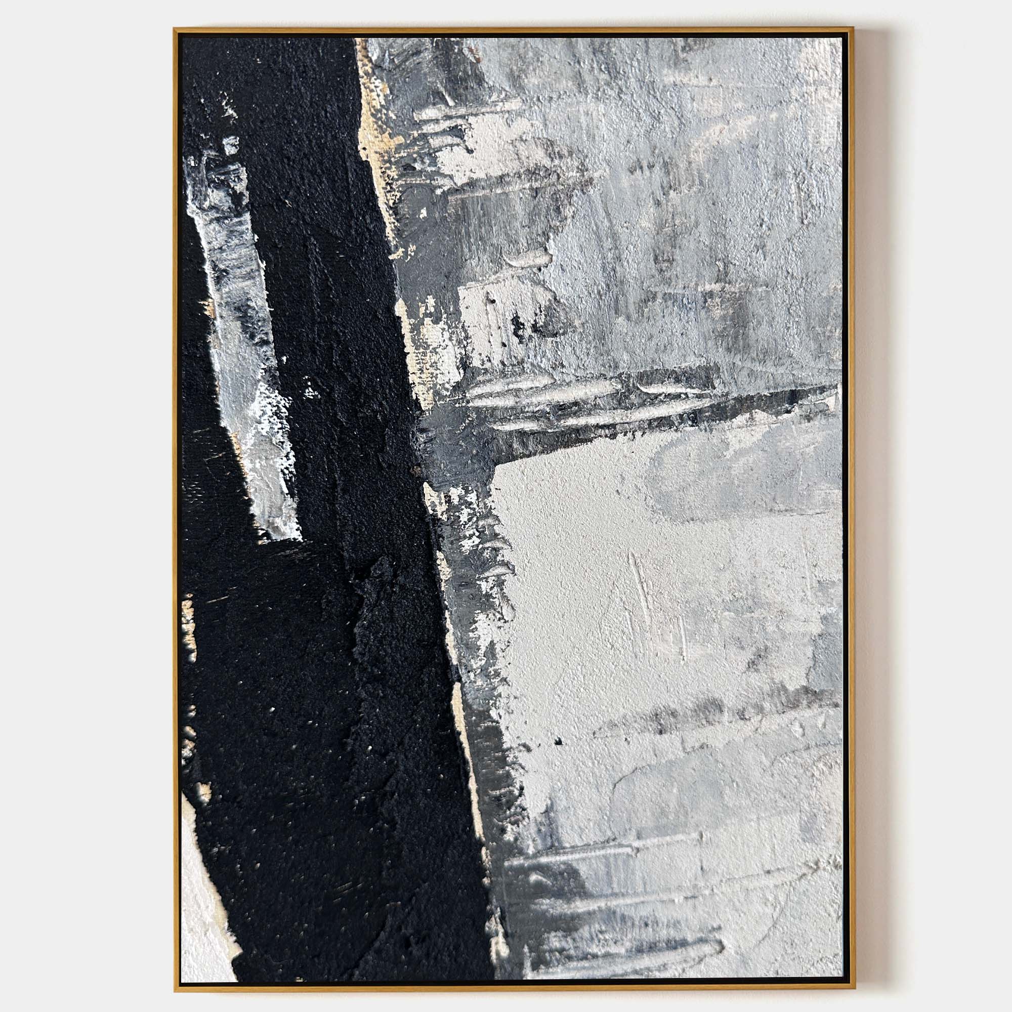 Abstract Black Gray Textured Oil Painting