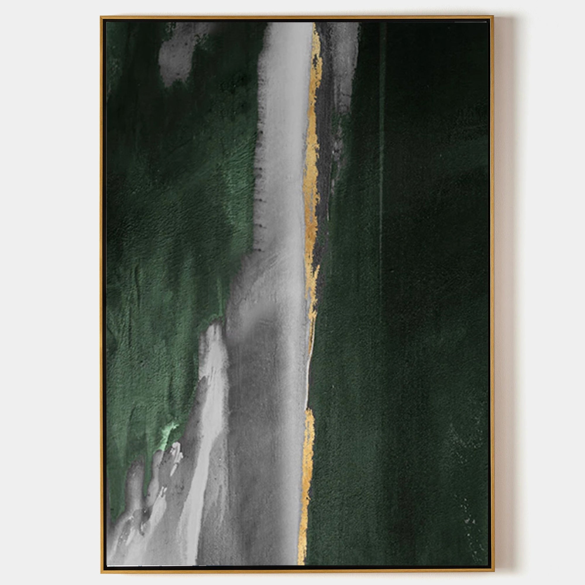 Dark Green Gold Abstract Painting