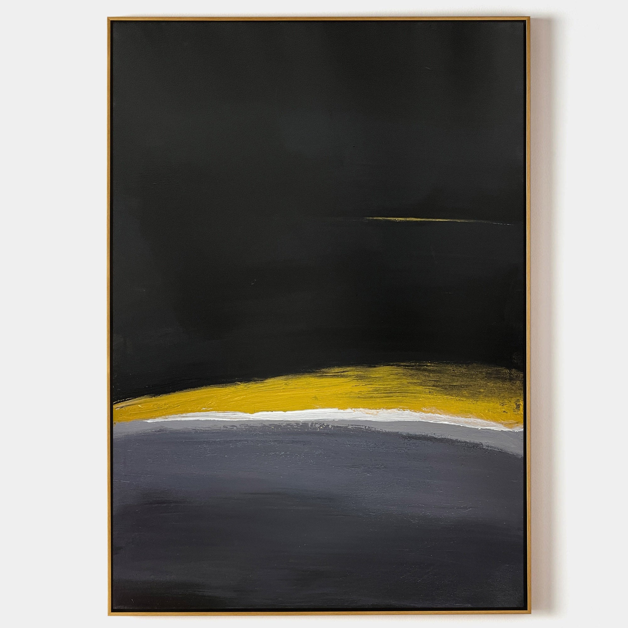 Modern Black Gold Yellow Abstract Linen Art