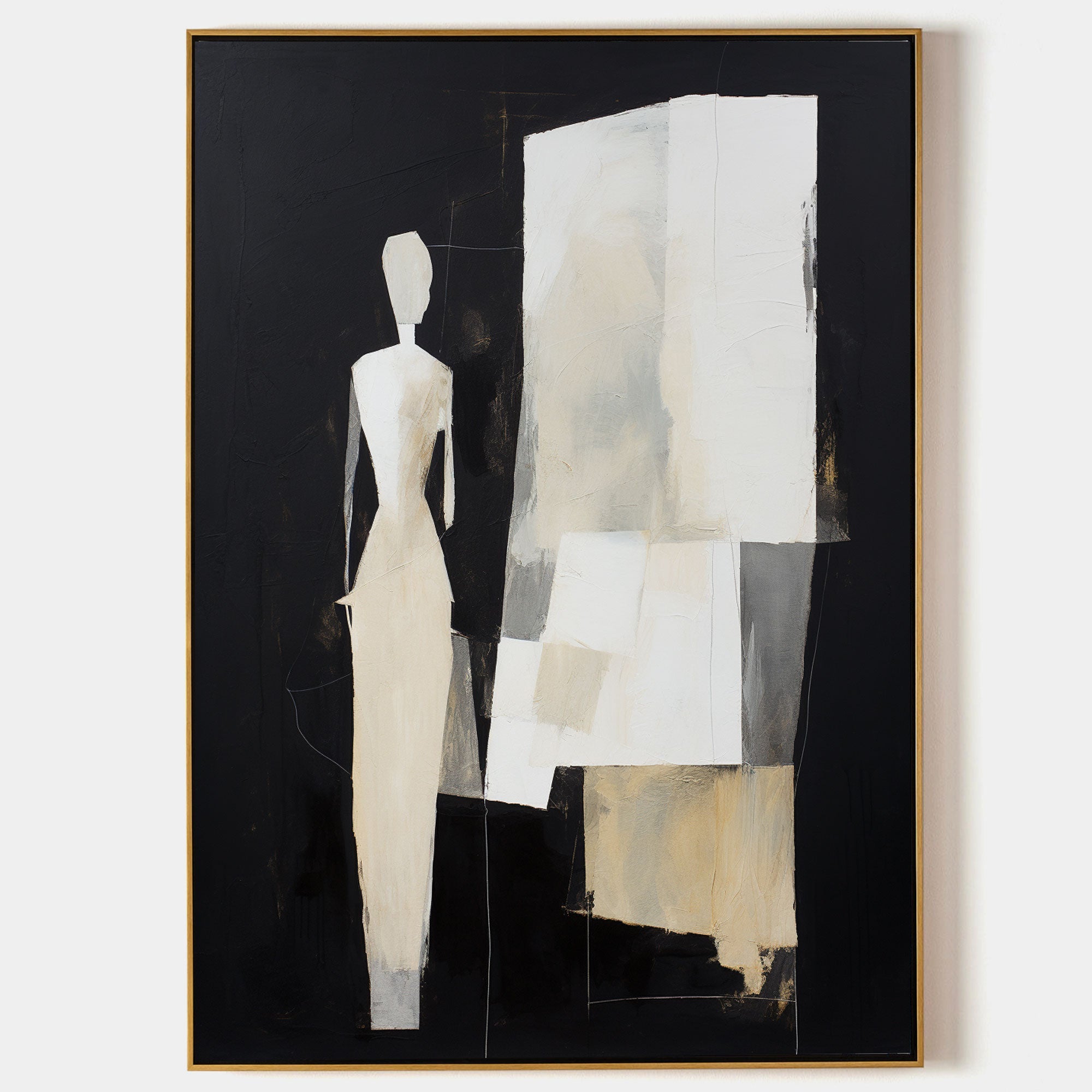 Wall Art Contemporary Abstract Silhouettes Linen Canvas