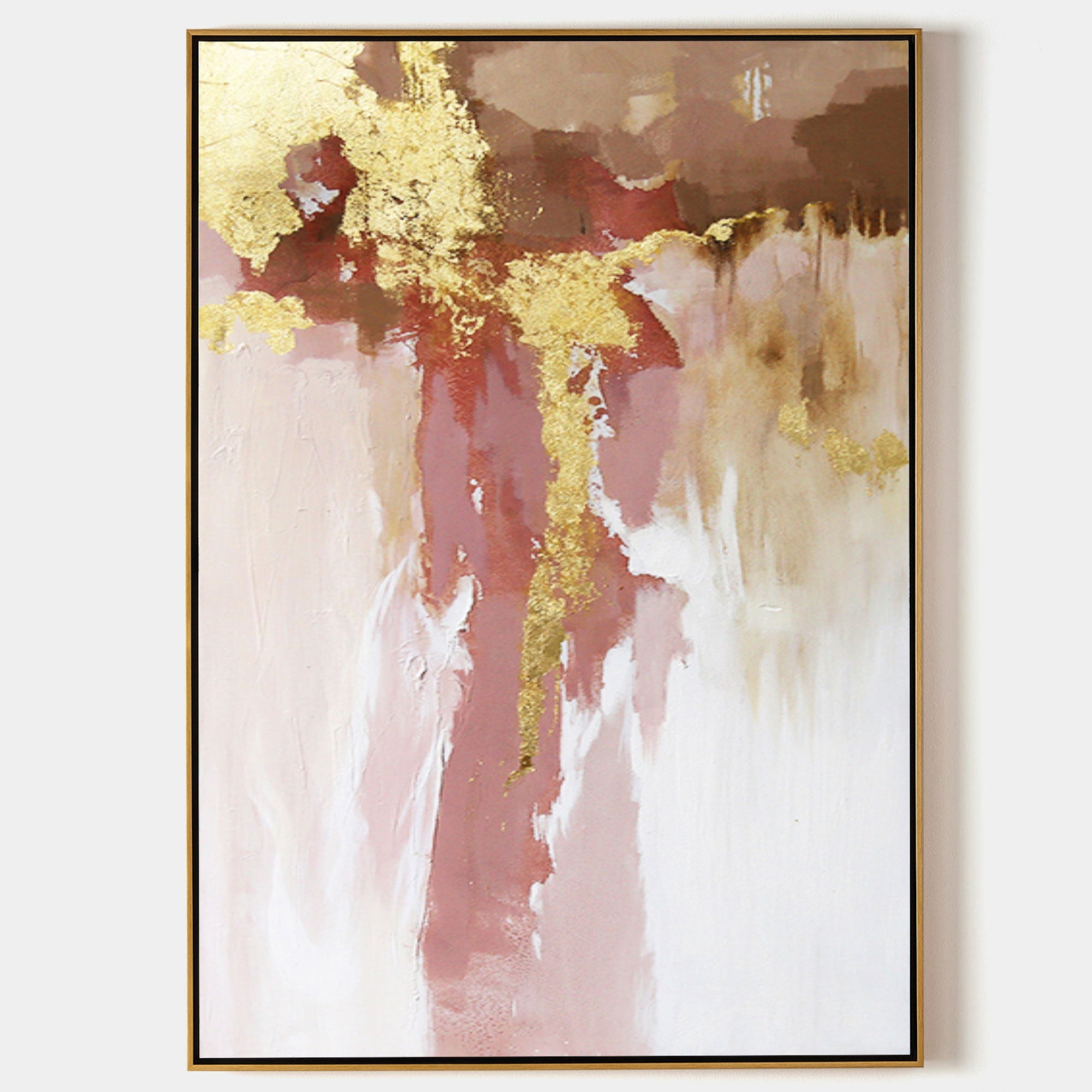 Abstract Pink Gold Textured Painting