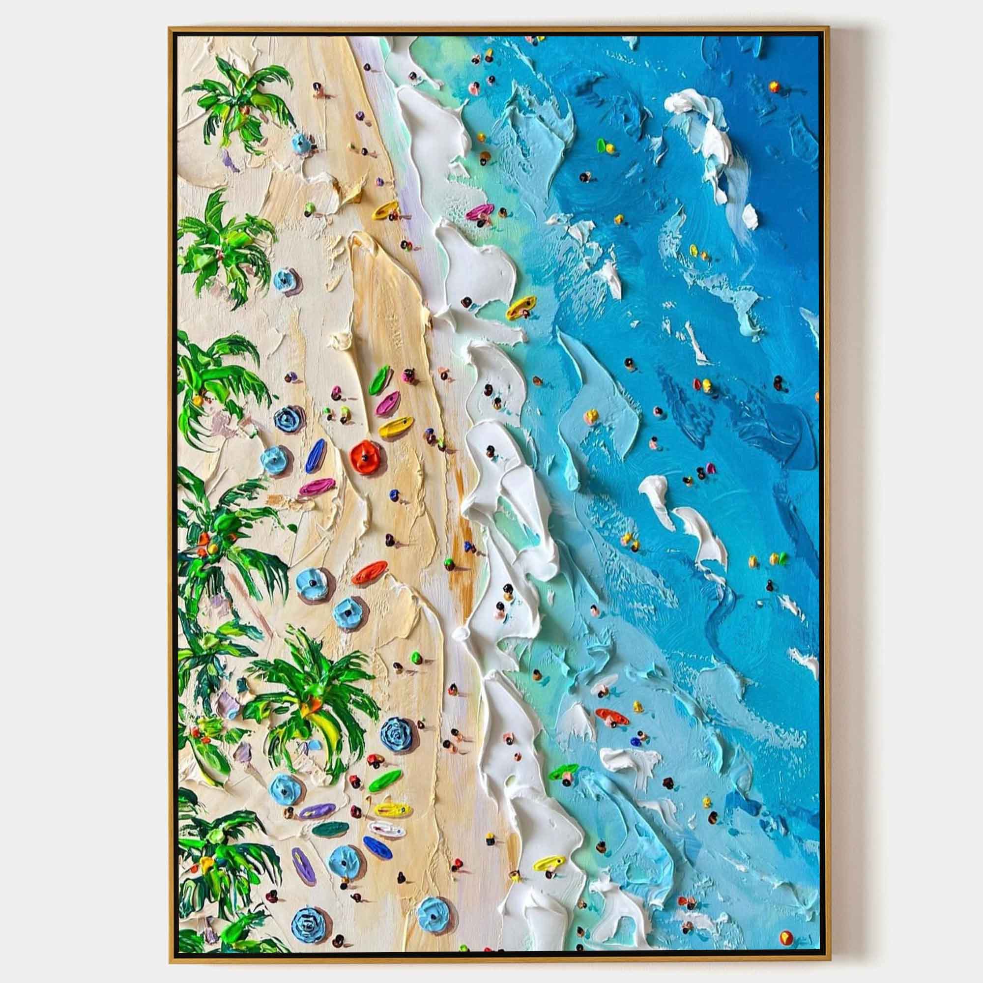 Wall Art Aerial View Beach Scene Lively