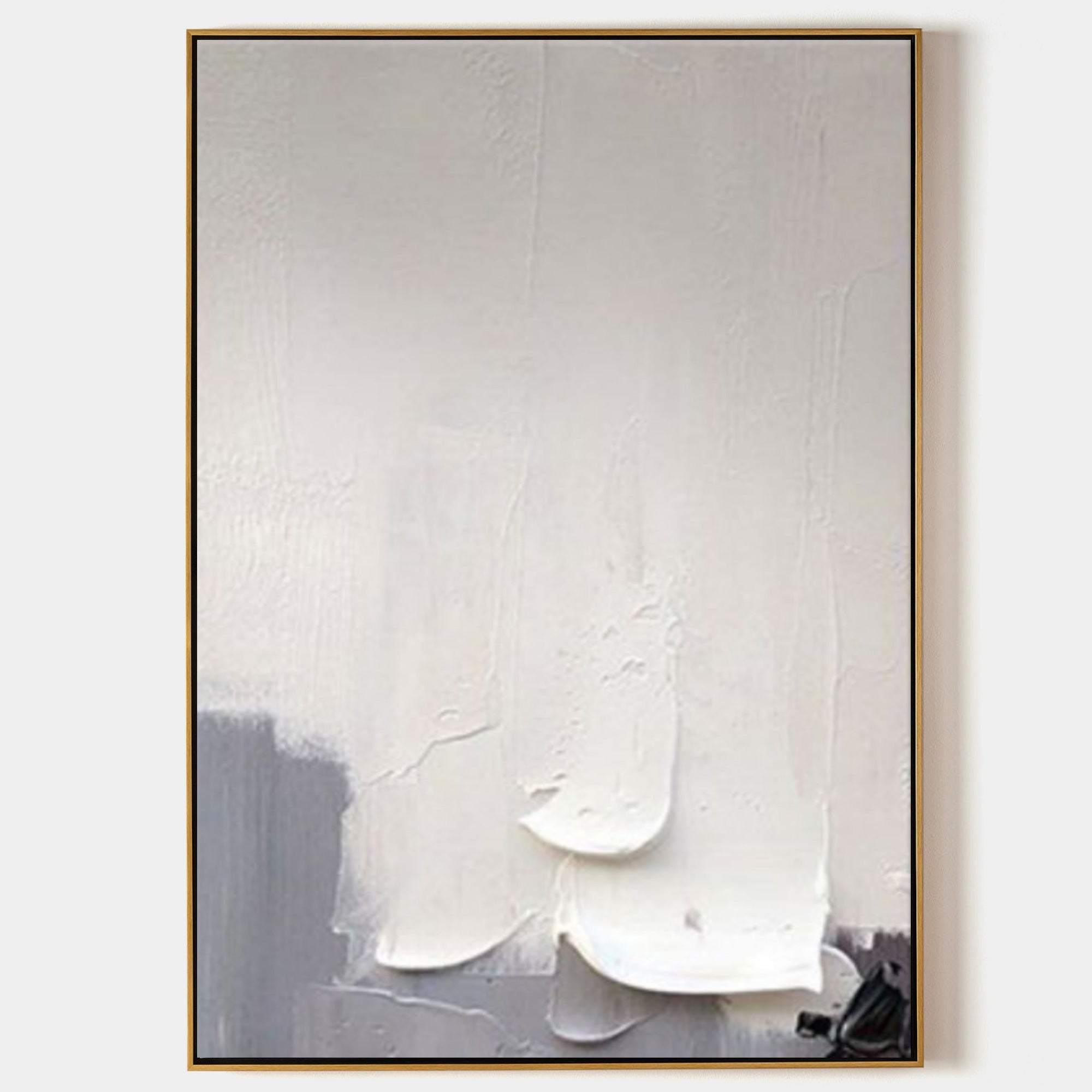 Wall Art Soft Gray White Layered Thick Paint