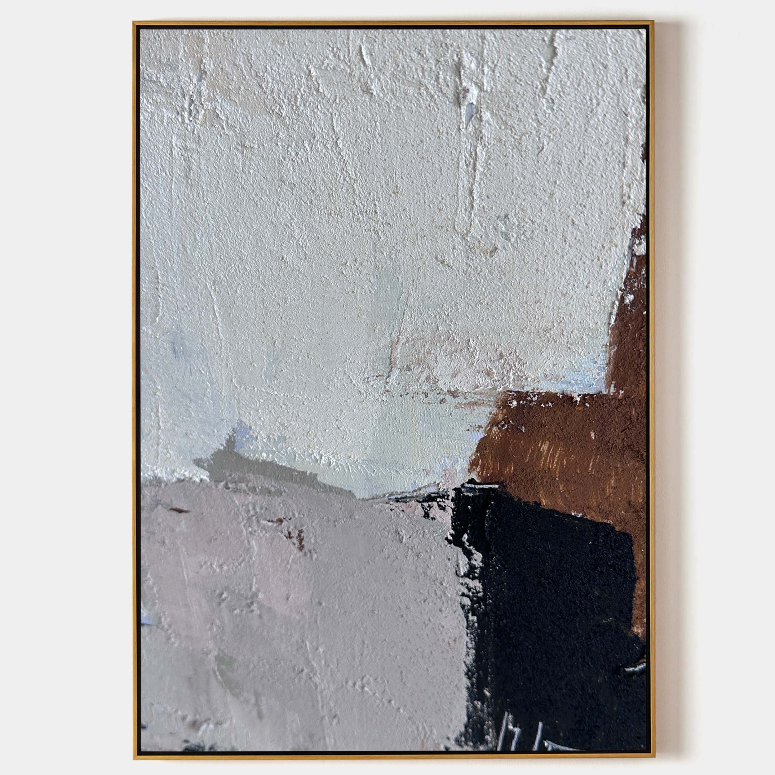 Wall Art Abstract Block Color Neutral Modern Textured Canvas for Bedroom | Neutralighting