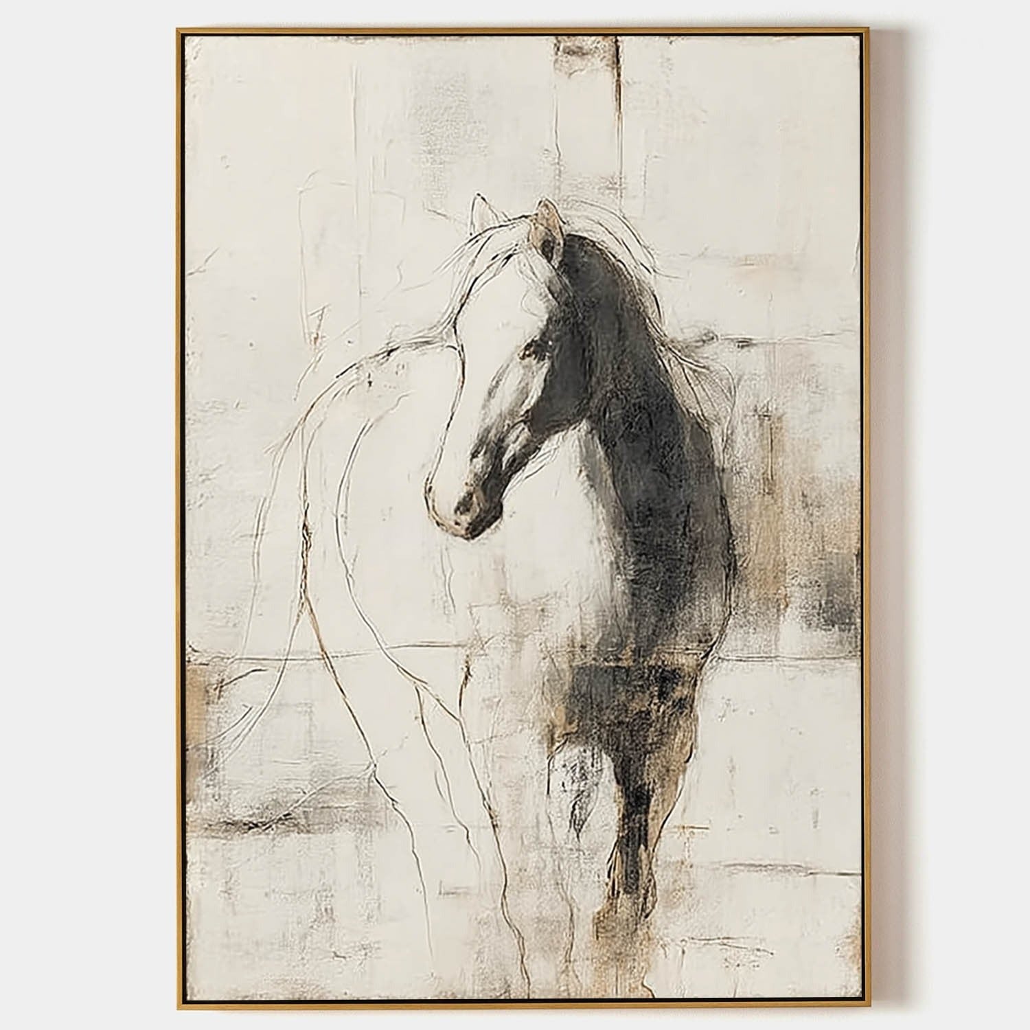 Wall Art Monochrome Horse Portrait Minimalist