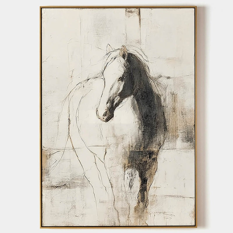 Wall Art Monochrome Horse Portrait Minimalist