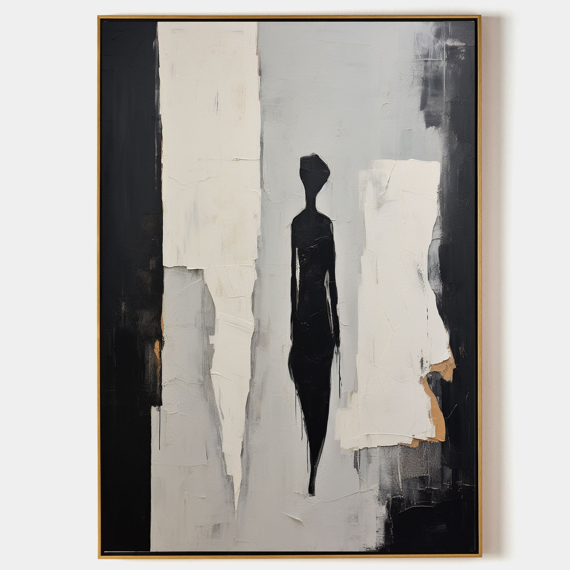 Contemporary Minimalist Textured Silhouette Figure Painting