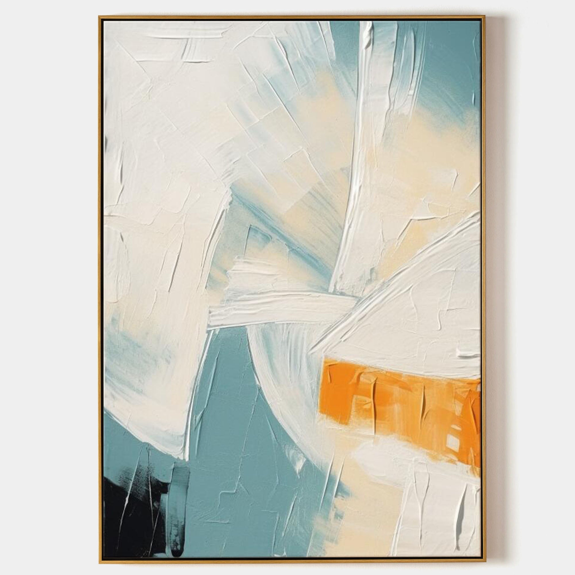 Wall Art Teal Orange Abstract Palette Knife