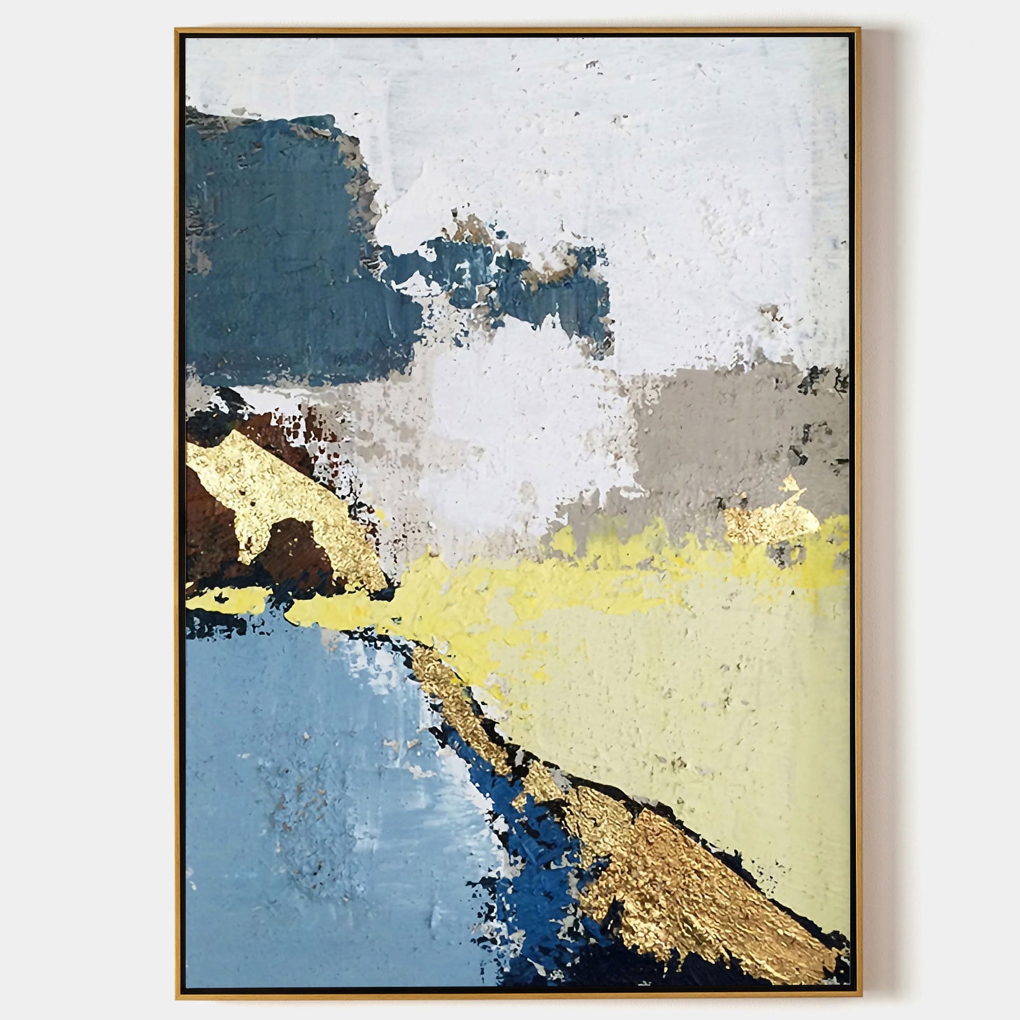 Blue Yellow Geometric Abstract Canvas Wall Art