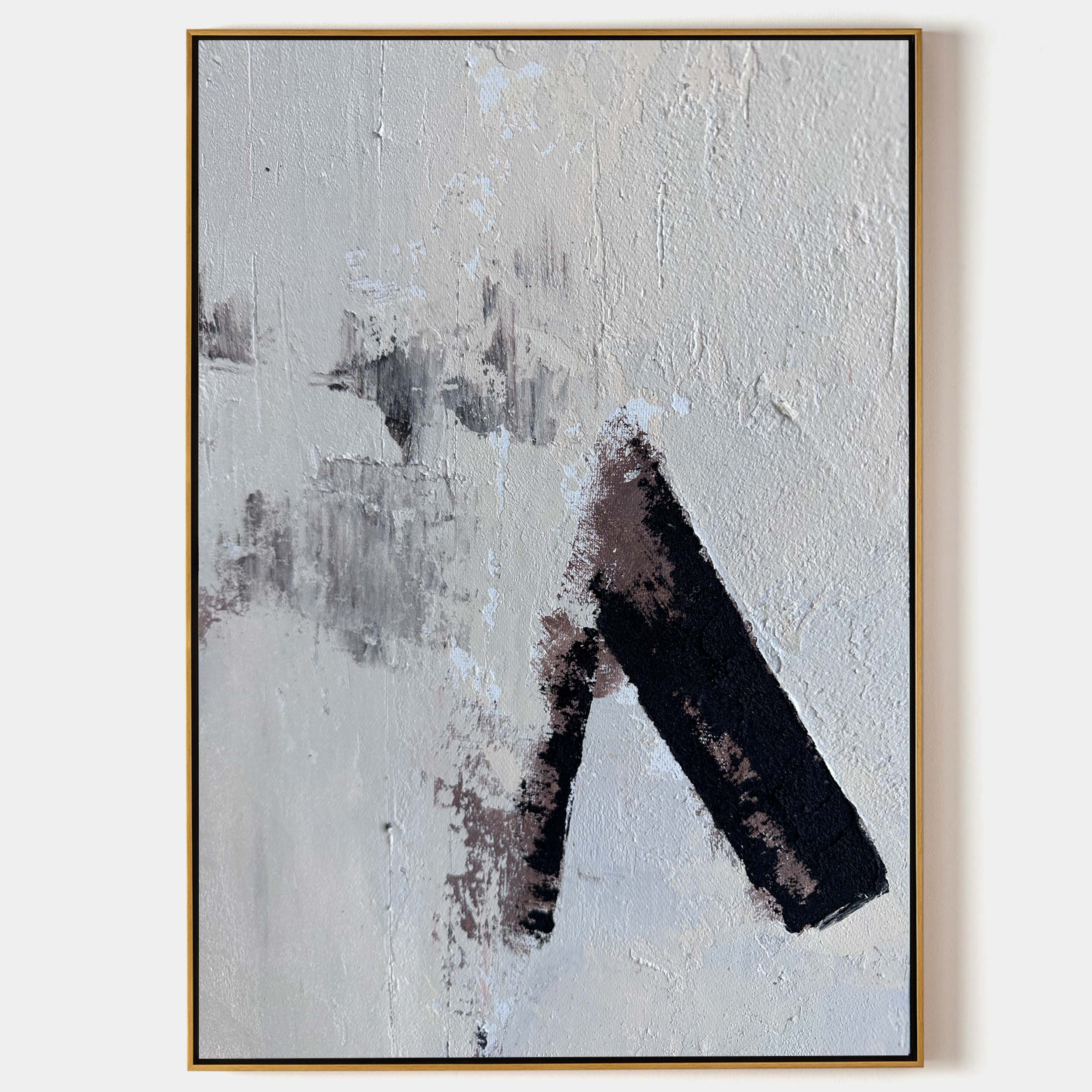 Abstract Black and Beige Textured Painting