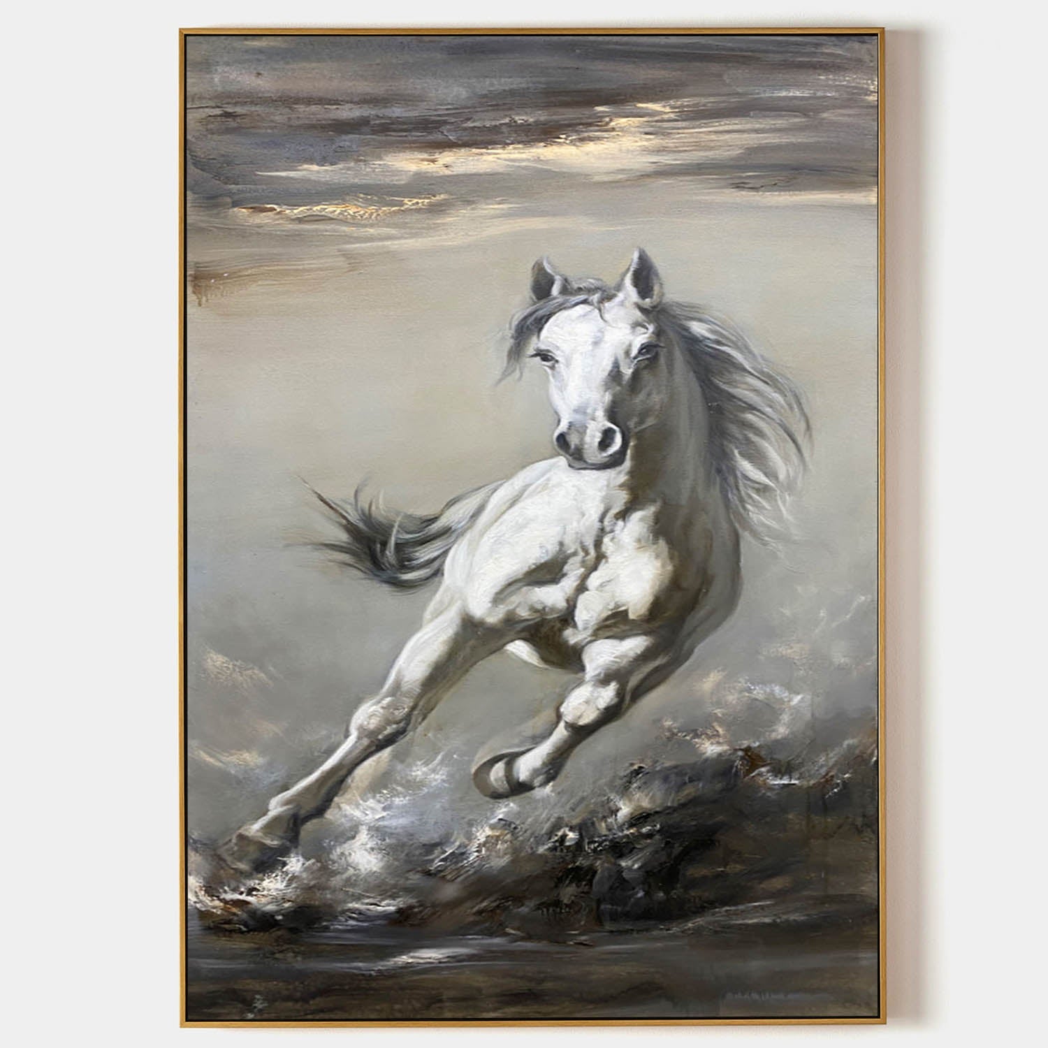 Wall Art White Horse Painting