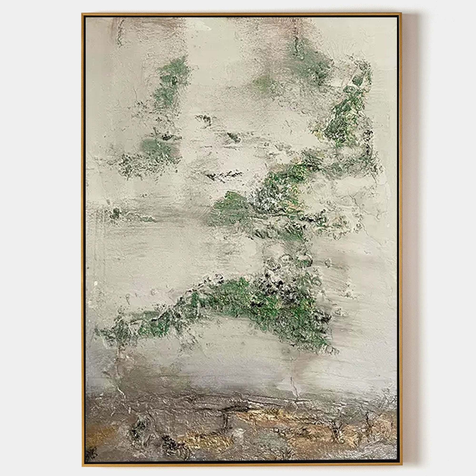 Wabi-Sabi Moss & Stone Abstract Painting