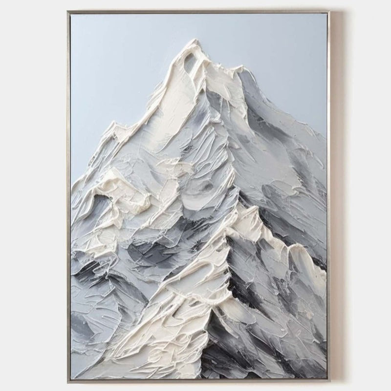 Snowy Mountain Peak Textured Painting
