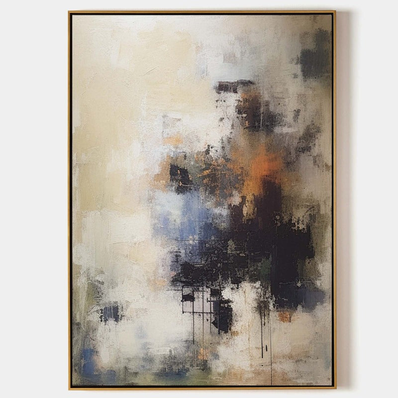 Beige Black Orange Abstract Painting