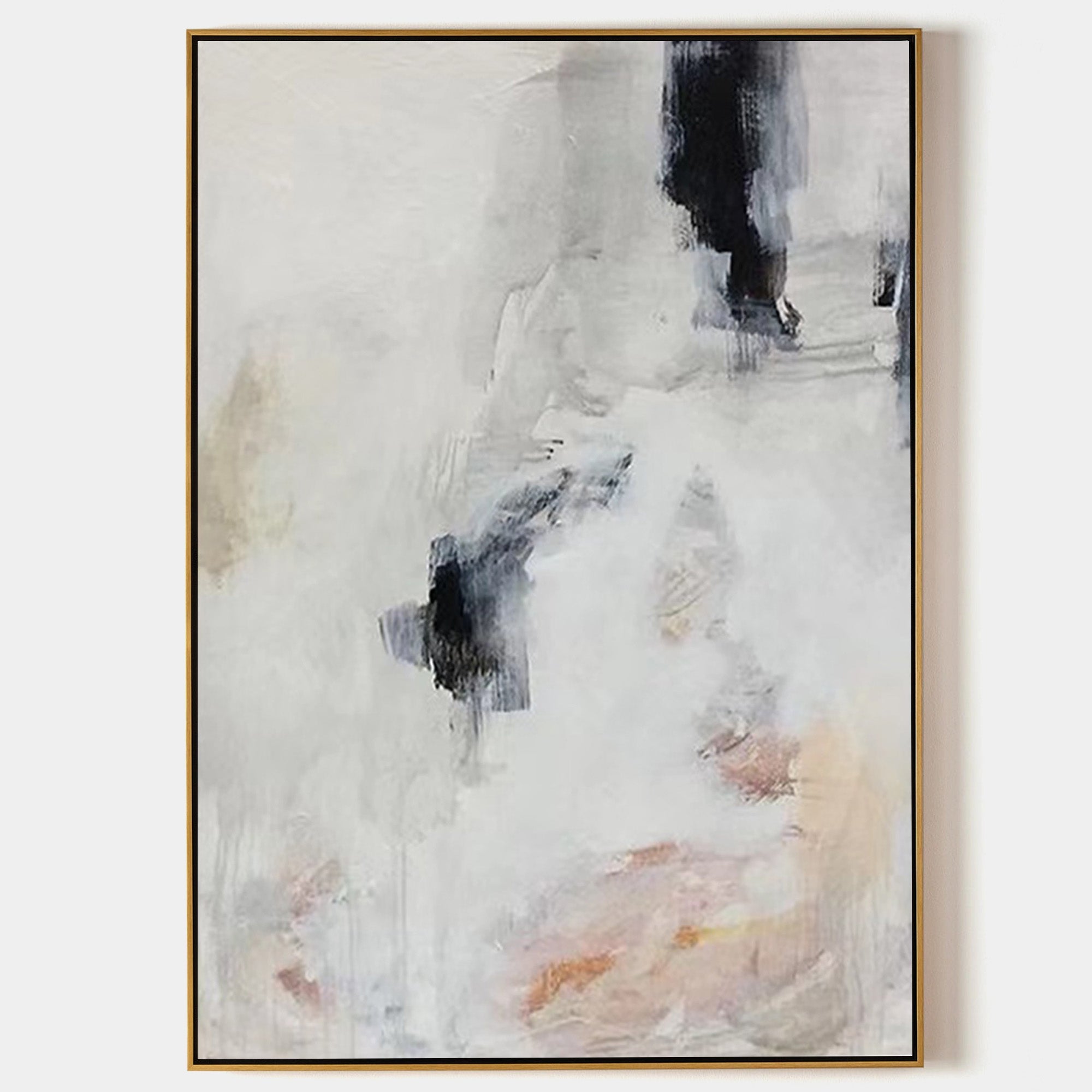 Wall Art Abstract Black White Beige Minimalist Textured Canvas Bedroom | Neutralighting