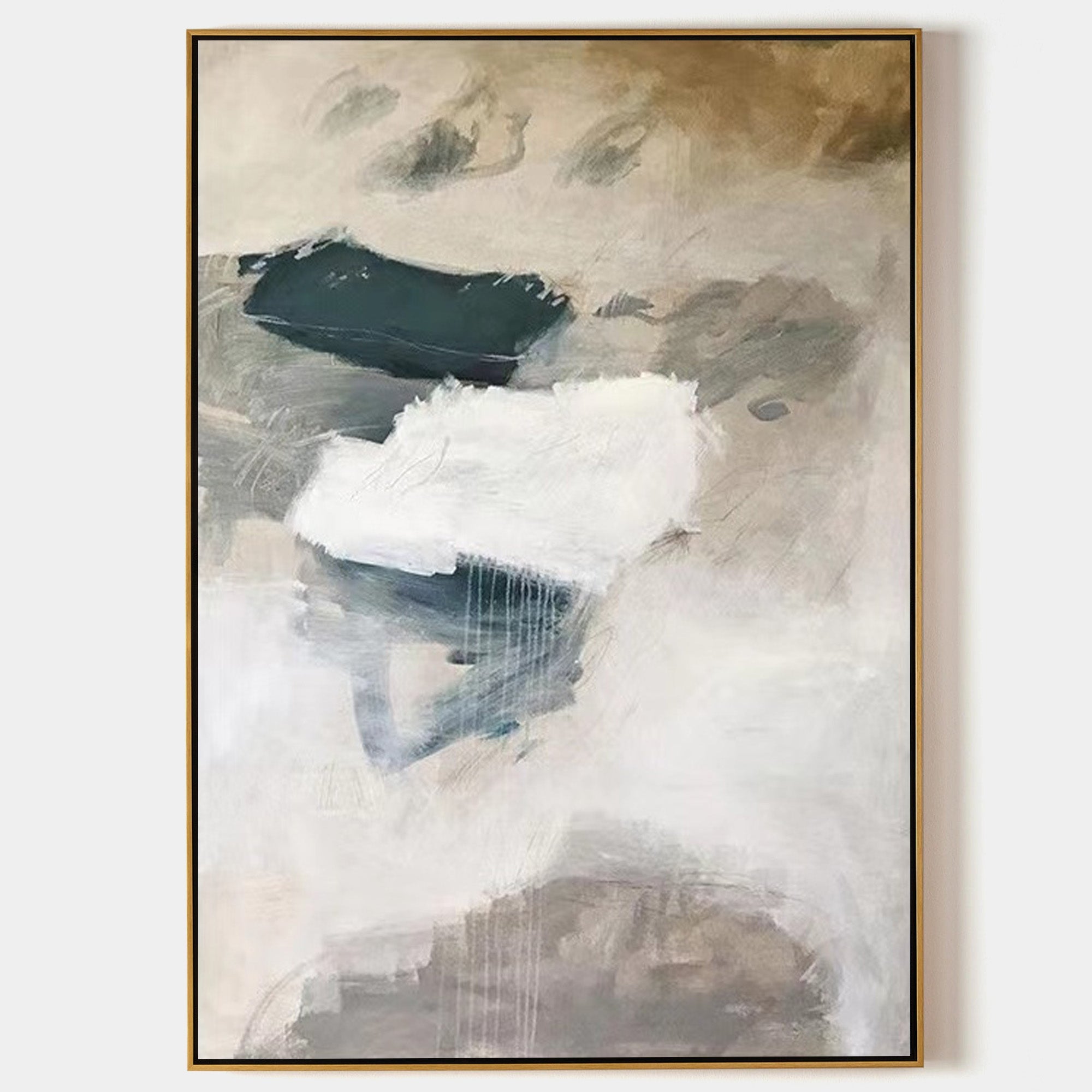 Moody Blue Gray Abstract Coastal Landscape Wall Art