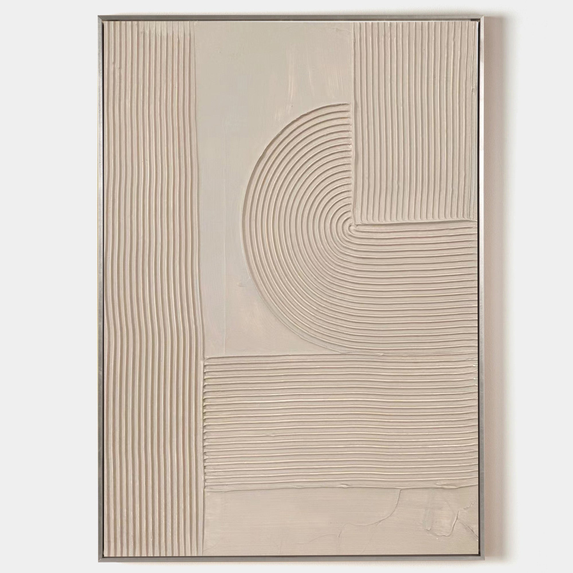 Modern Beige Linear Geometric Abstract Wall Art