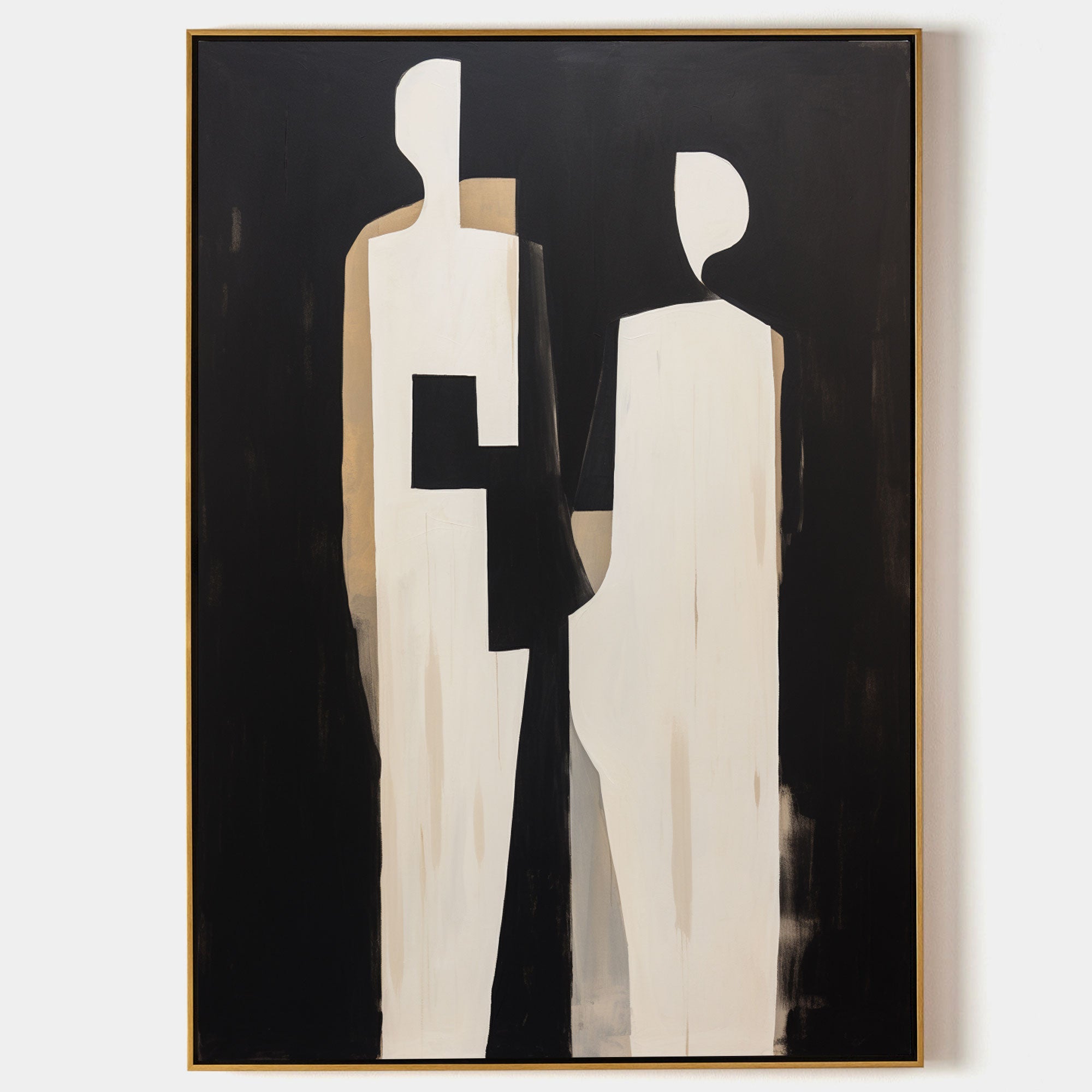 Wall Art Black Beige Abstract Couple