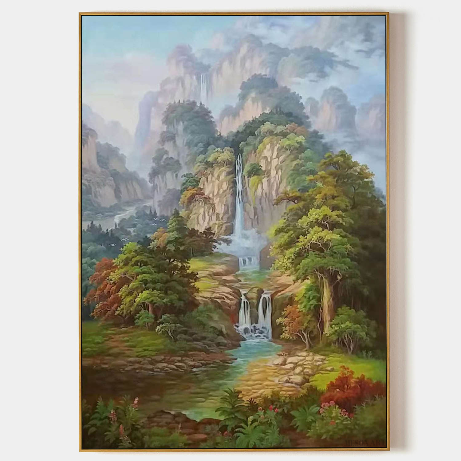 Wall Art Vertical Landscape Mountain Waterfall
