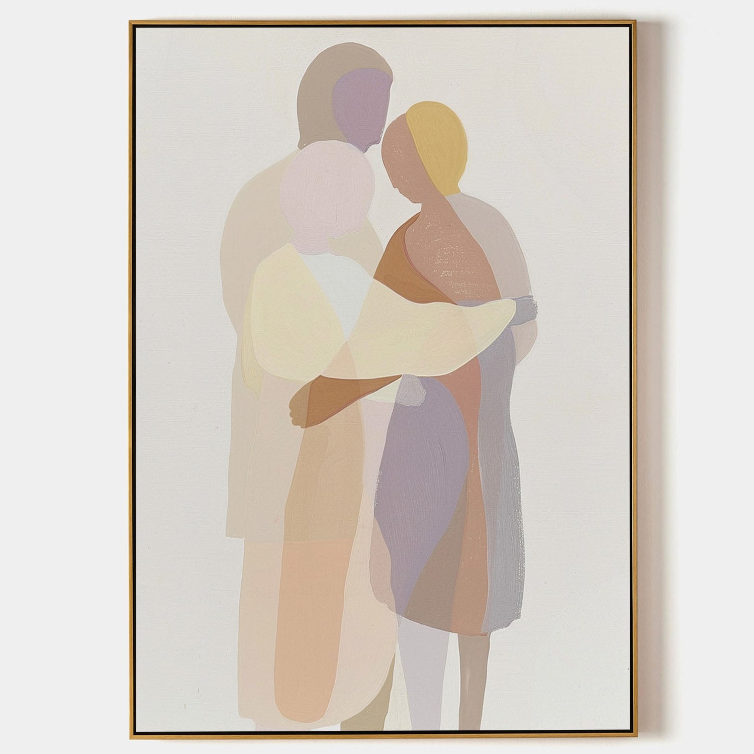 Wall Art Embraced Figures in Soft Tones