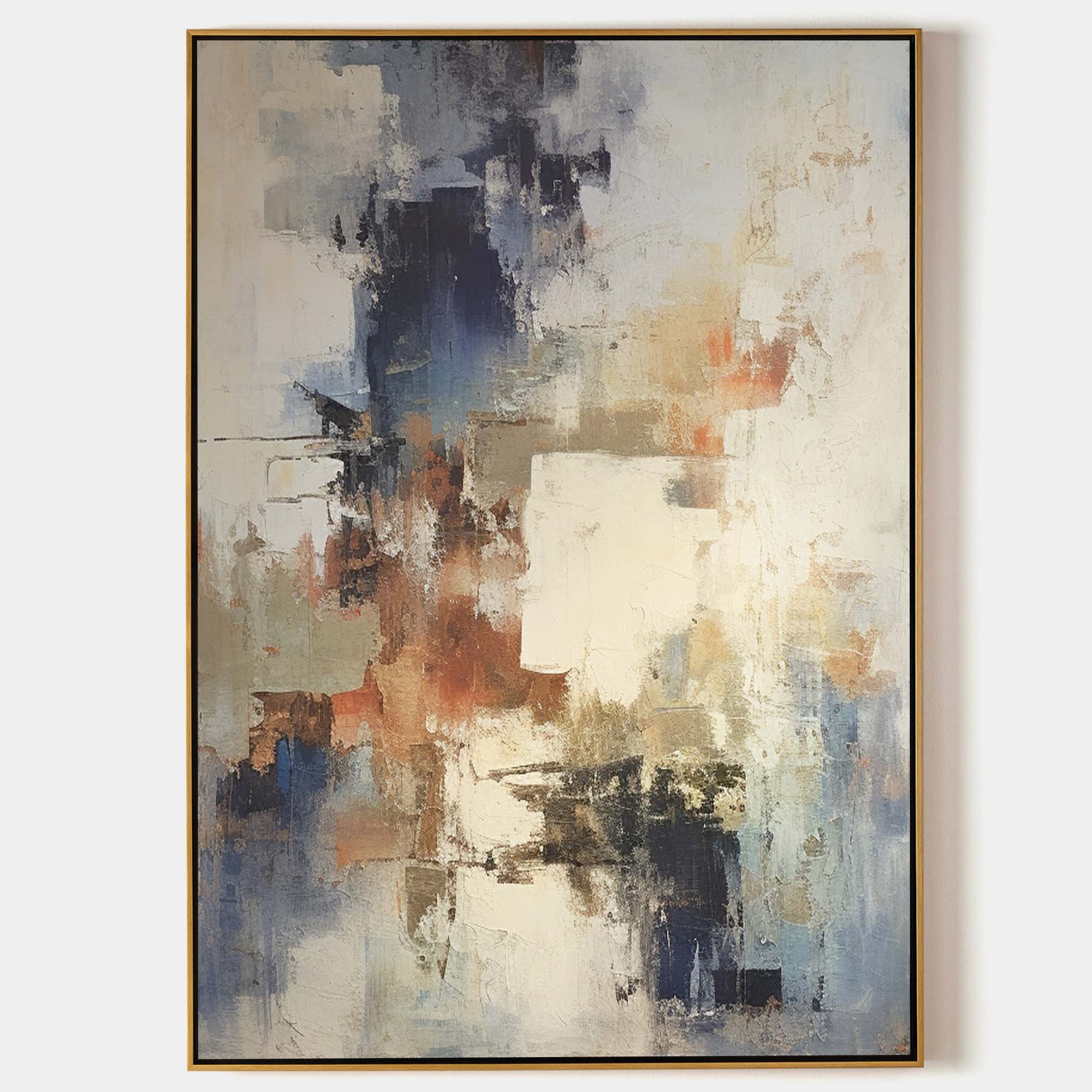 Rustic Blue Terracotta Abstract Textured Wall Art