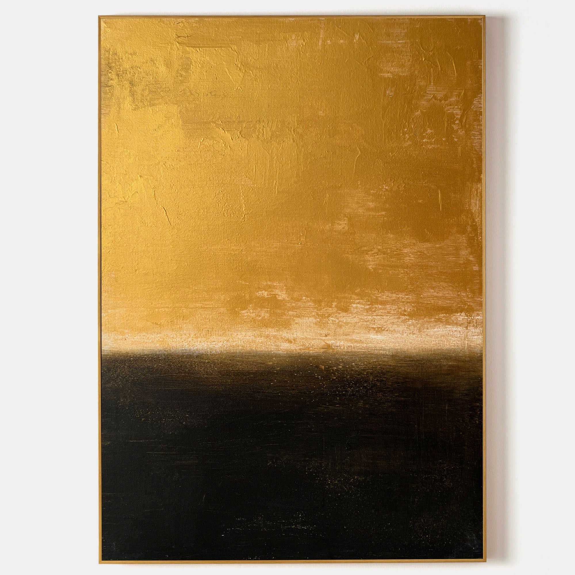 Luxury Gold Black Abstract Linen Painting