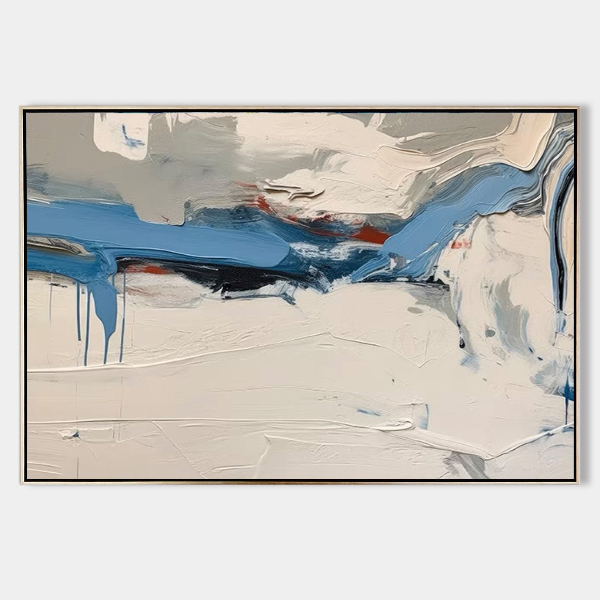 Cool Blue Cream Abstract Vista Canvas Wall Art