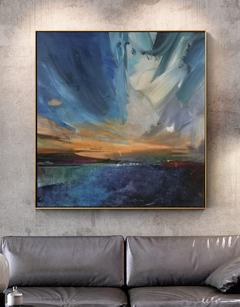 Blue Coastal Oil Painting