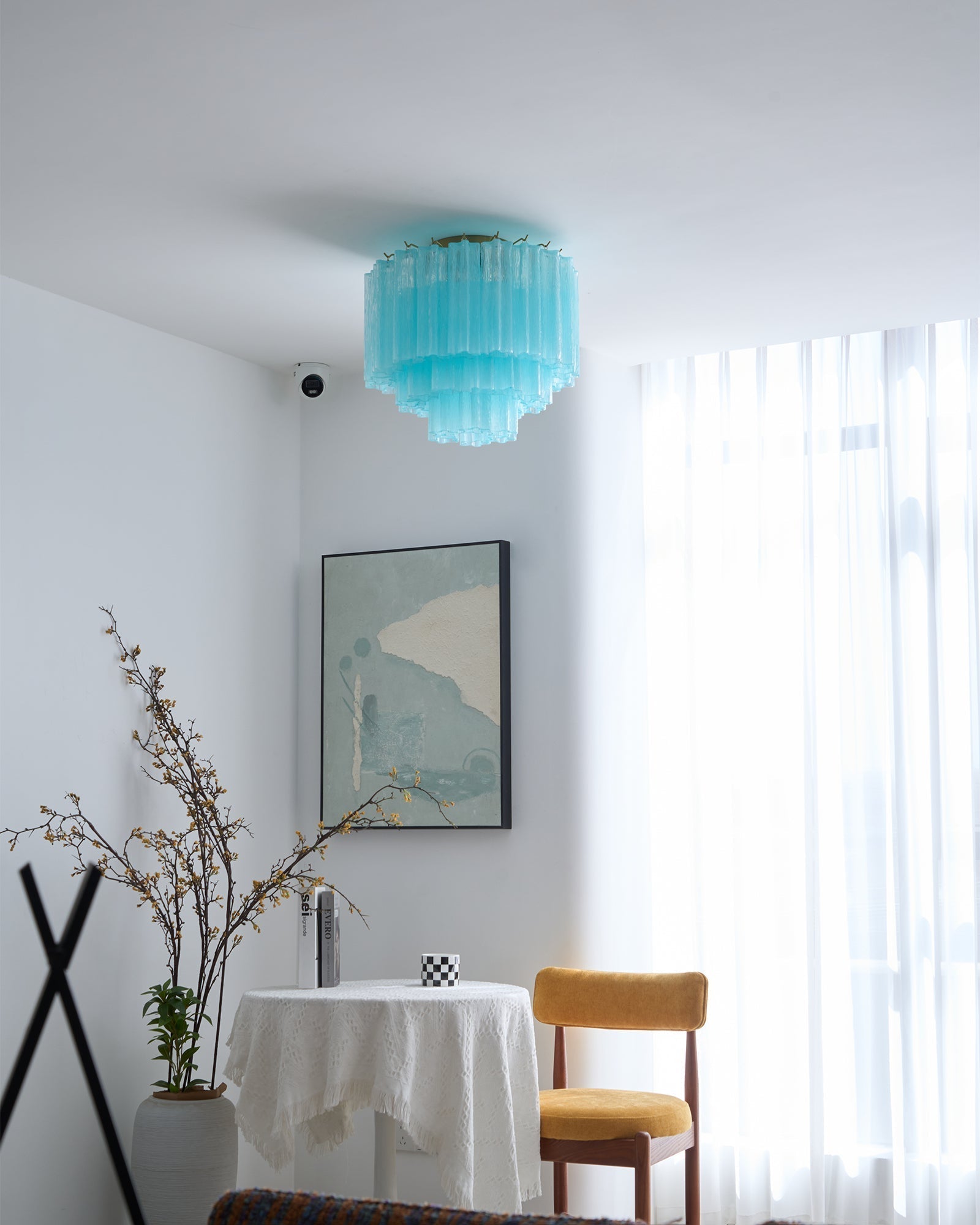 Aurora Ceiling Lamp White Murano Glass Layered Elegant Modern