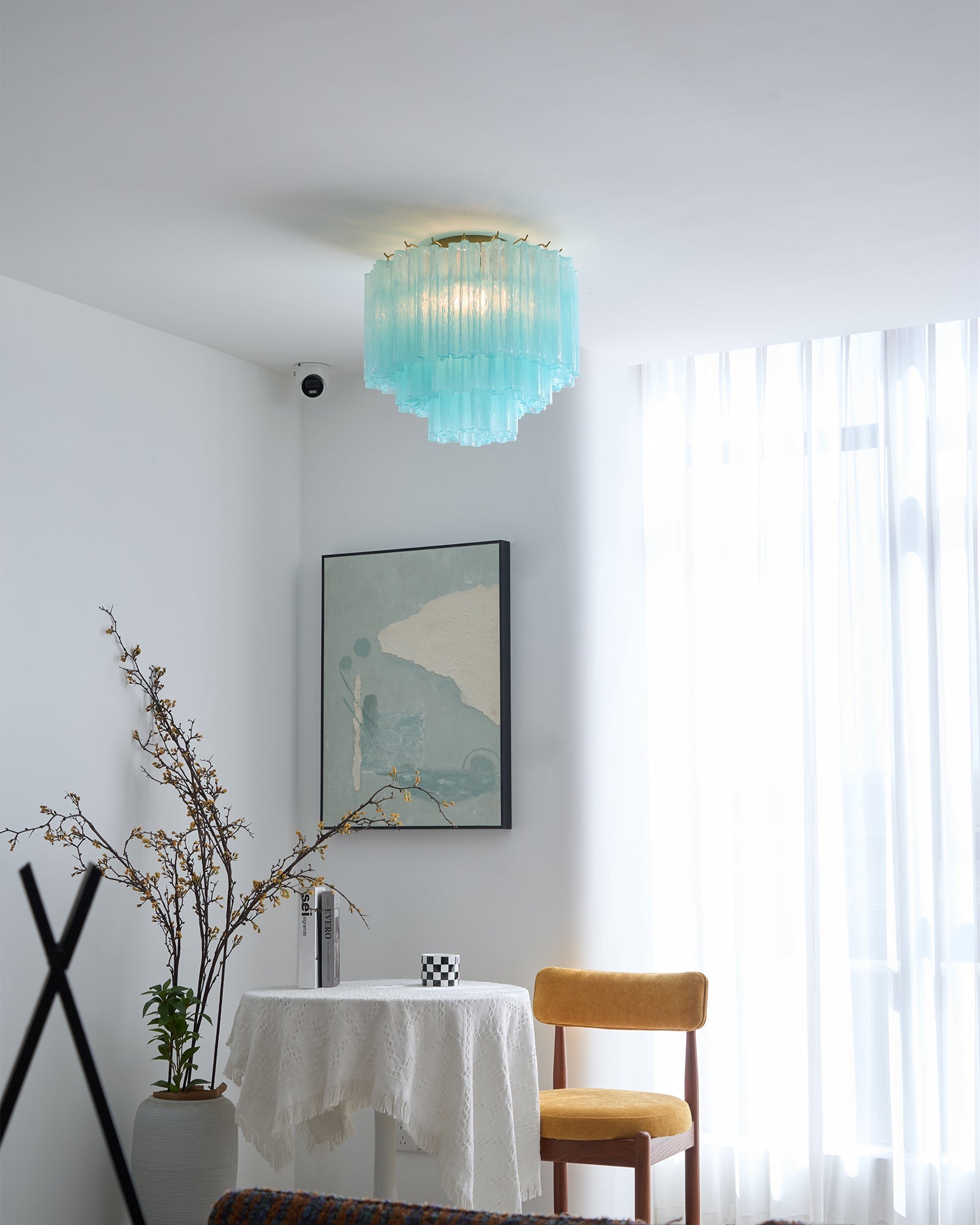 Aurora Ceiling Lamp White Murano Glass Layered Elegant Modern