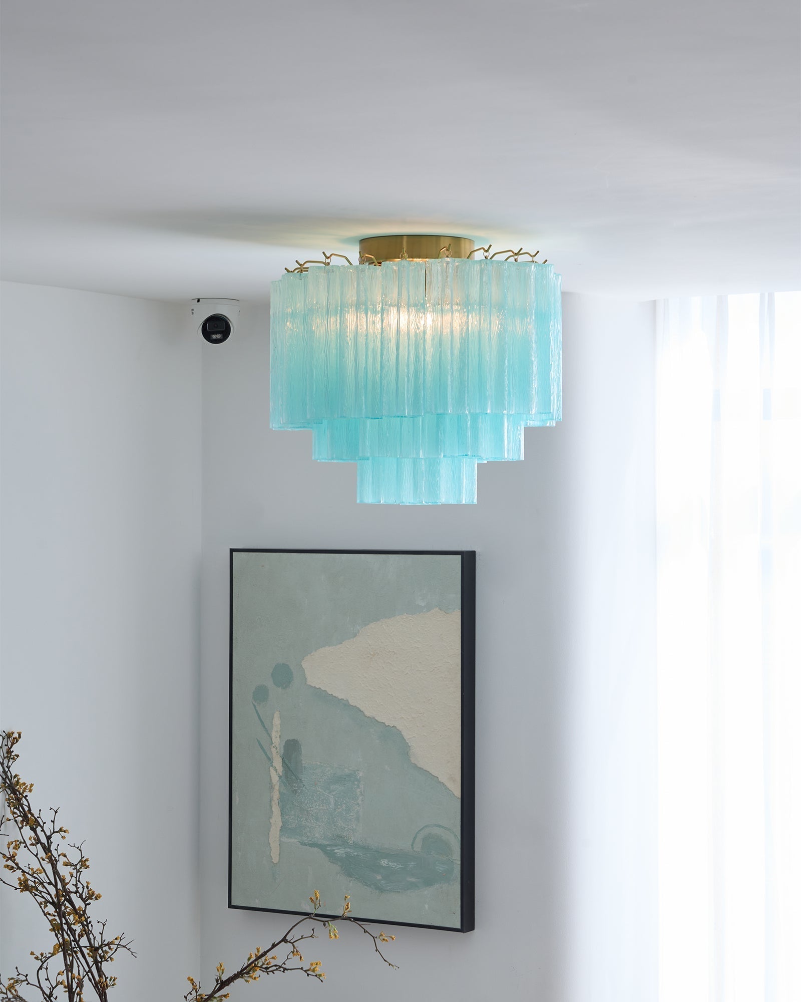 Aurora Ceiling Lamp White Murano Glass Layered Elegant Modern