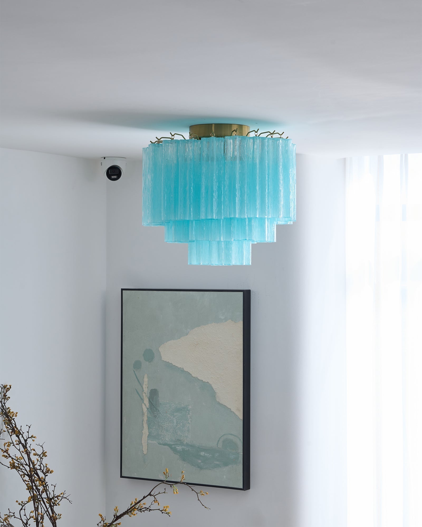 Aurora Ceiling Lamp White Murano Glass Layered Elegant Modern