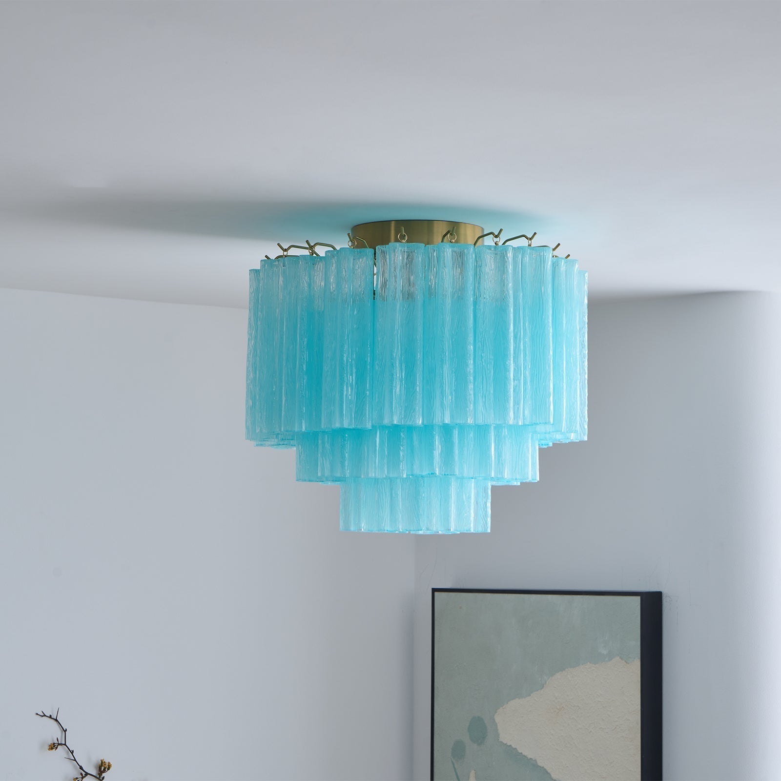 Aurora Ceiling Lamp White Murano Glass Layered Elegant Modern