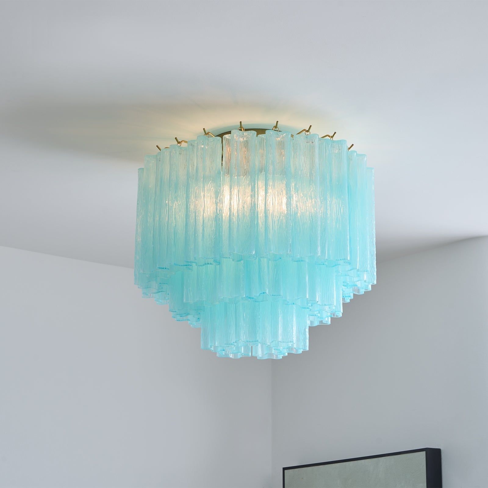 Aurora Ceiling Lamp White Murano Glass Layered Elegant Modern