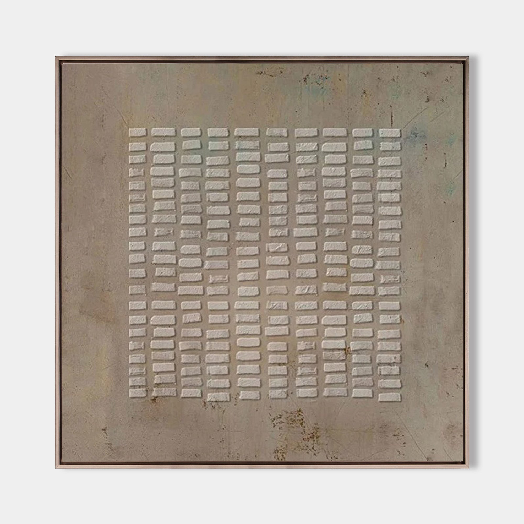 Modern Beige Grid Geometric Abstract Textured Wall Art