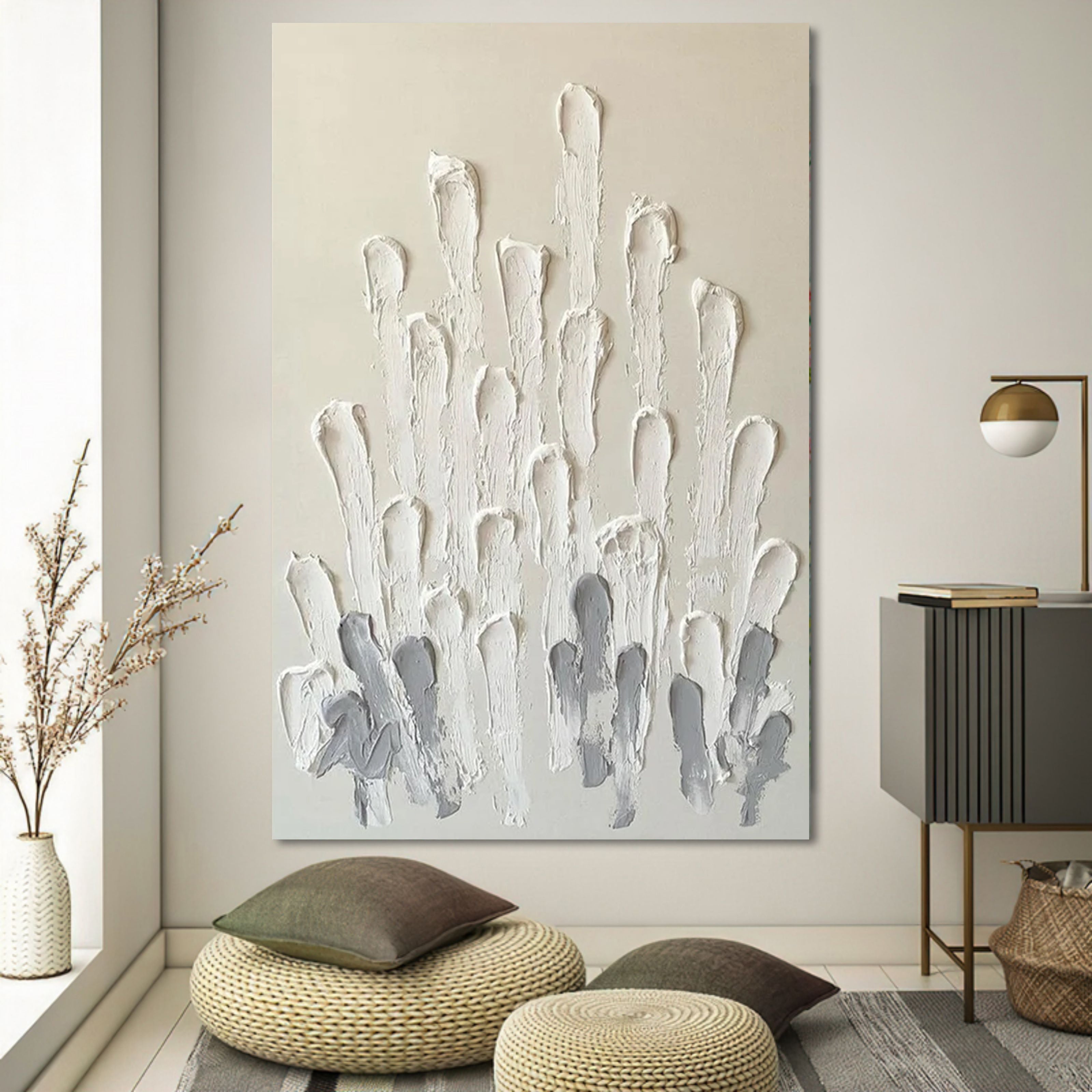 Wall Art Vertical Abstract Coral Cluster Neutral