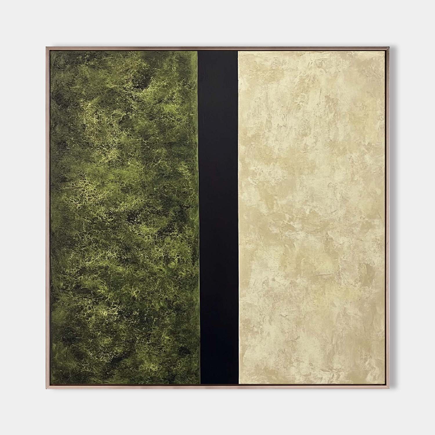 Modern Green and Beige Abstract Canvas Wall Art Set