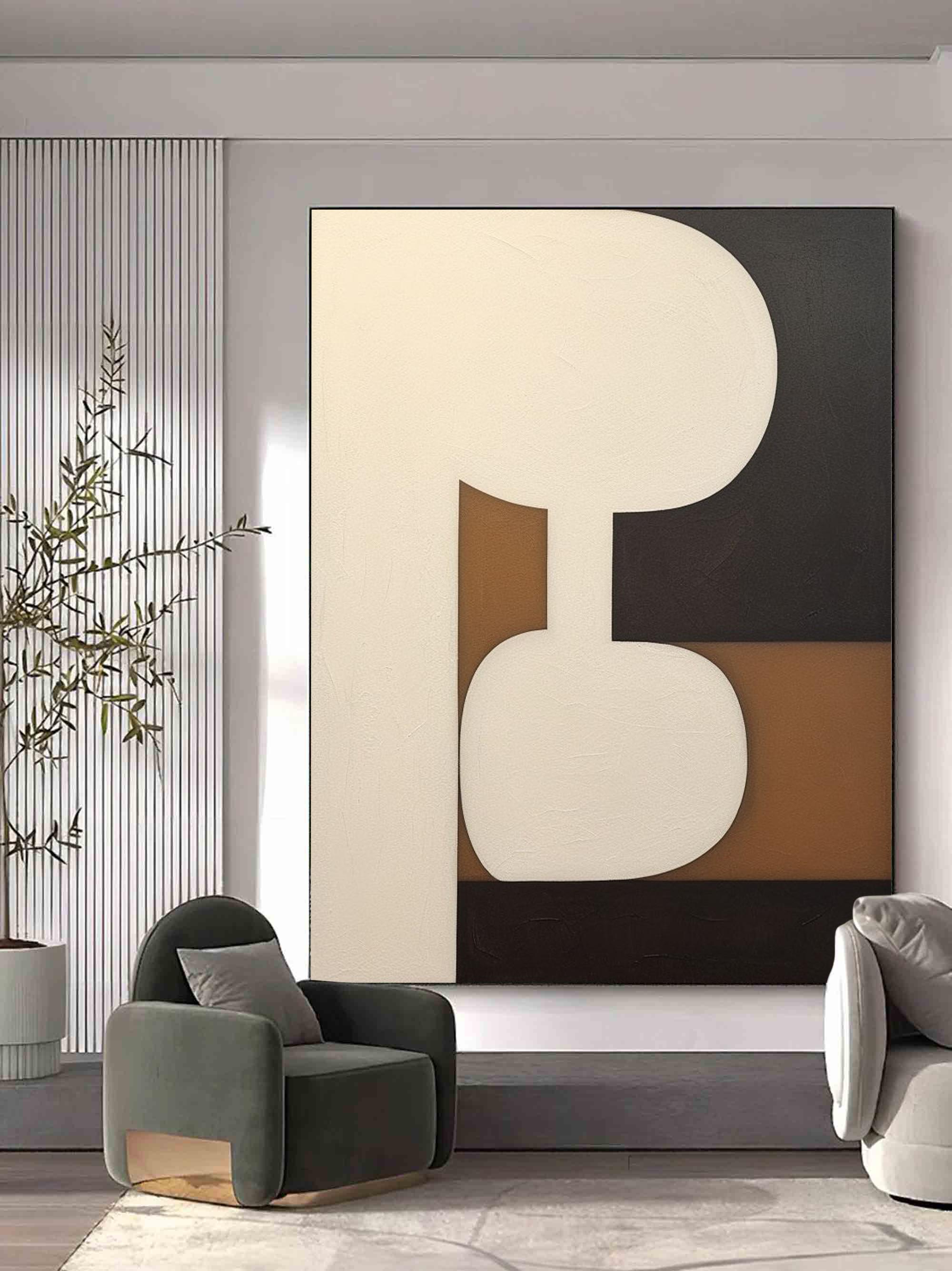Wall Art Beige Brown Abstract Shape Plaster