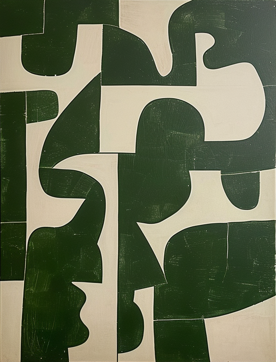 Wall Art Abstract Green Modern Serene