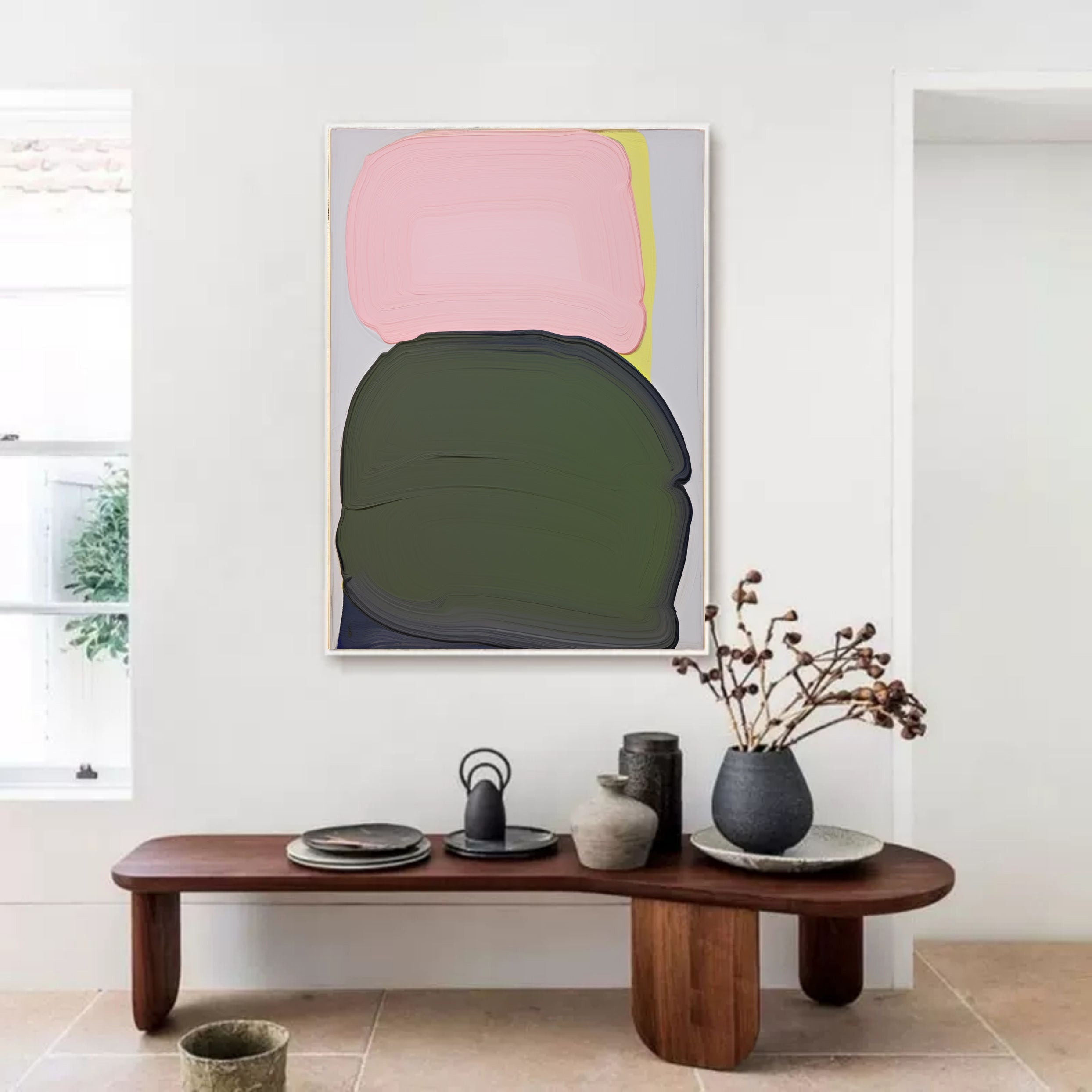Wall Art Organic Color Abstract Silhouettes Soft Pink