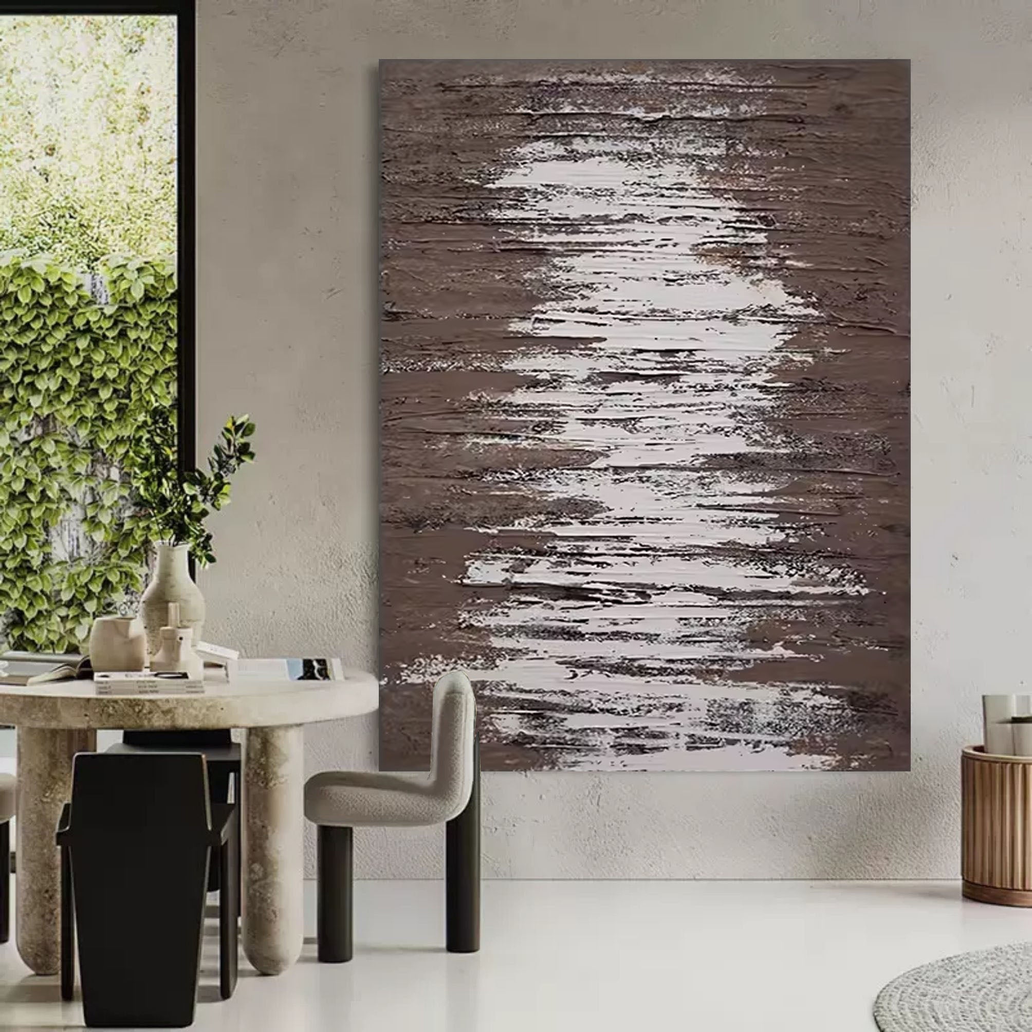 Wall Art Vertical Abstract Wood Grain Warm Brown