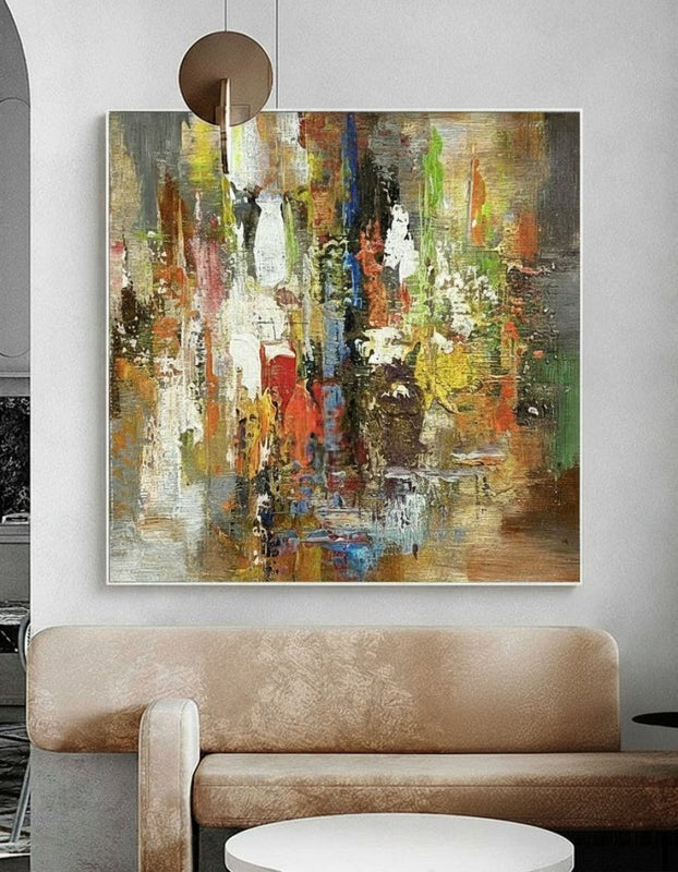 Wall Art Colorful Abstract Modern Impasto Textured Linen Canvas Office | Neutralighting