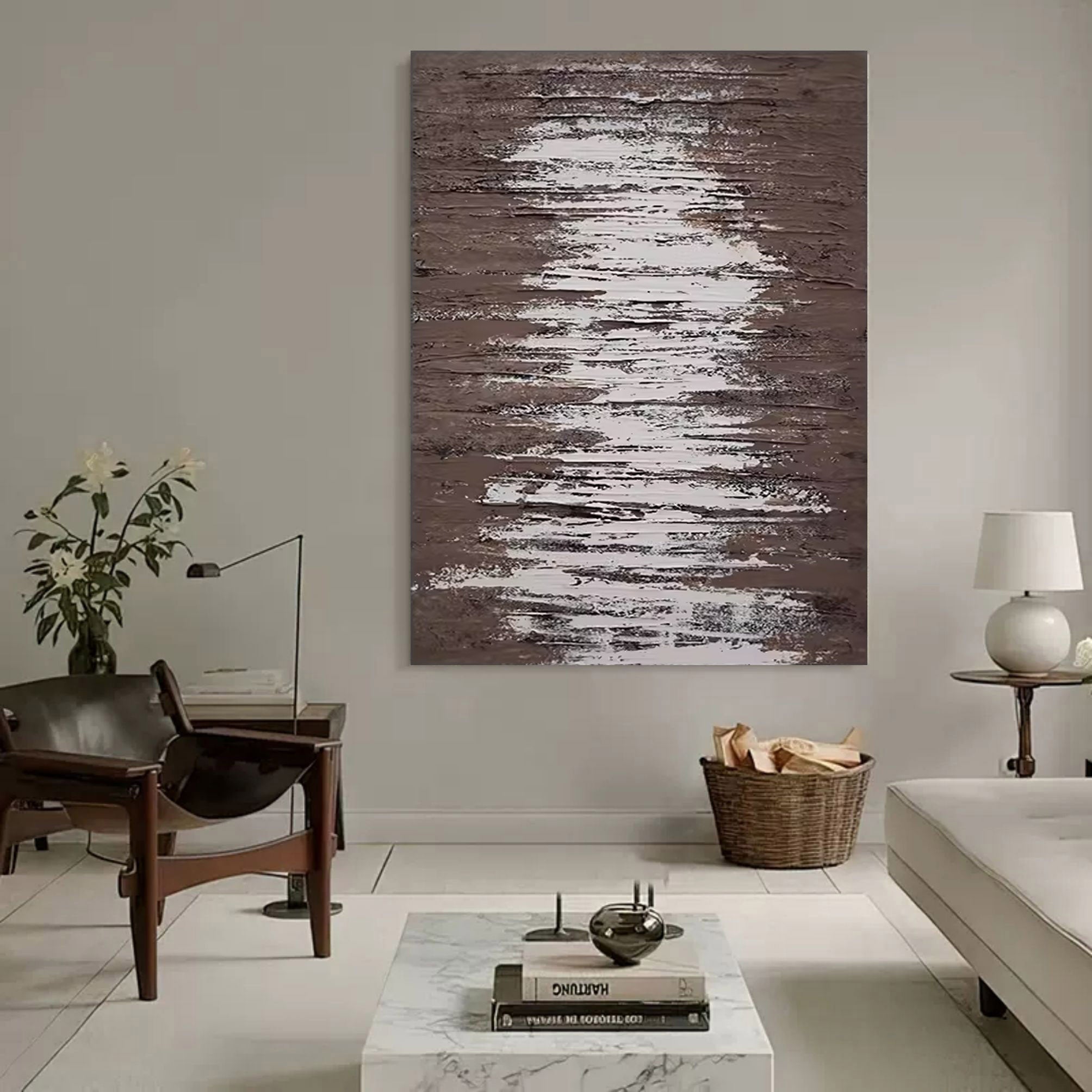 Wall Art Vertical Abstract Wood Grain Warm Brown